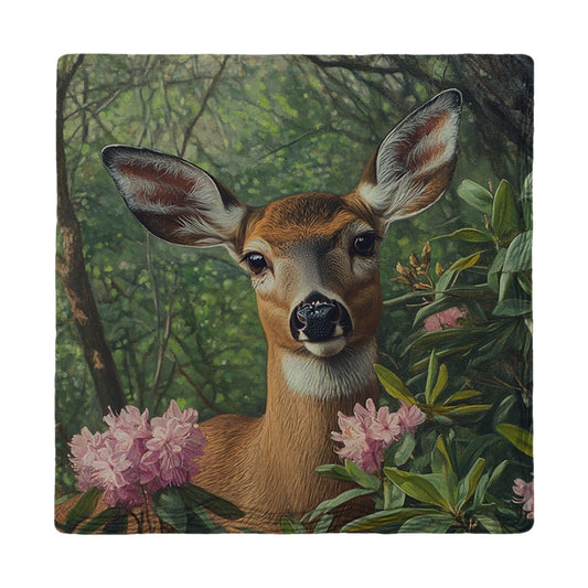 Doe Among Rhododendrons | Ceramic Drink Coaster
