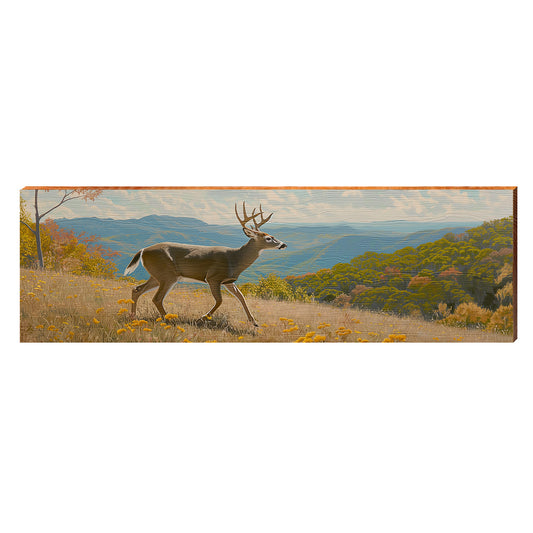 Mountain Valley Deer | Wall Art Print on Real Wood