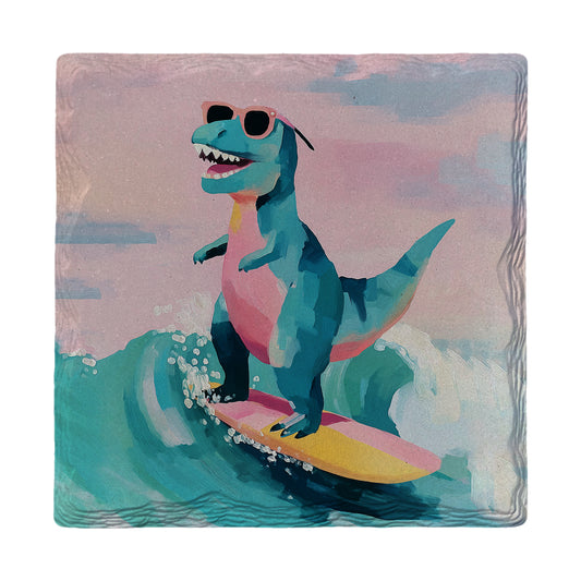 Surfs Up T. Rex | Ceramic Drink Coaster