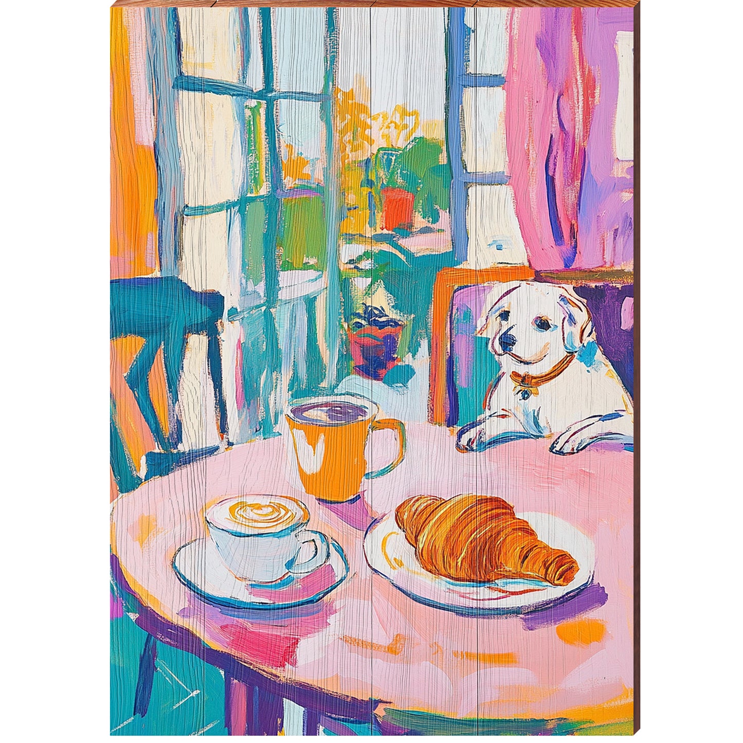 Brunch Date Portrait | Wall Art Print on Real Wood