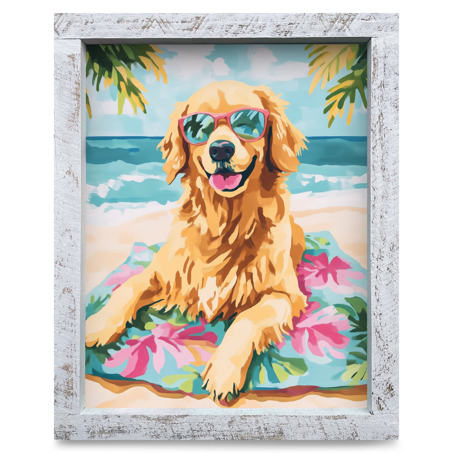 Golden Beach Days | Real Wood Framed Wall Art Print