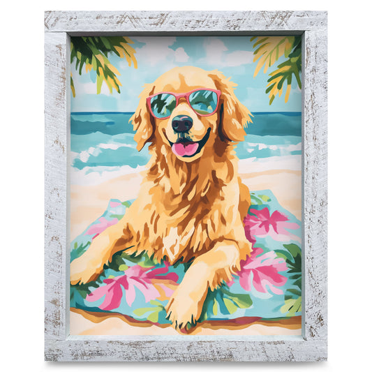 Golden Beach Days | Real Wood Framed Wall Art Print