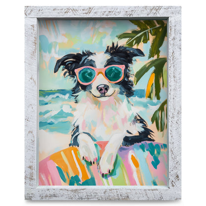 Border Collie Coast | Real Wood Framed Wall Art Print