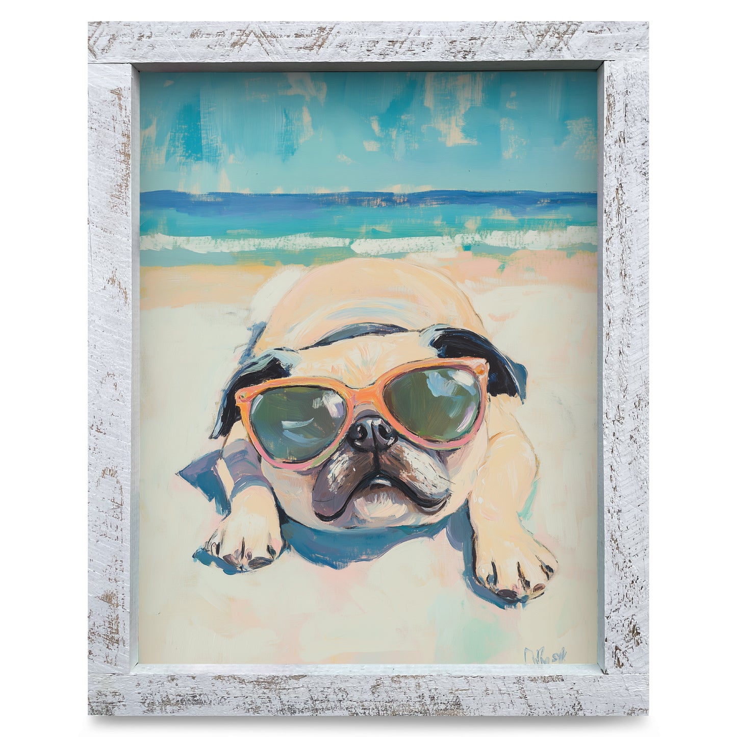 Pug Paradise | Real Wood Framed Wall Art Print