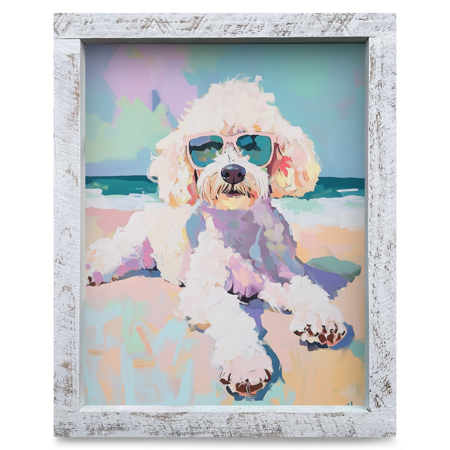 Poodle Beach Days | Real Wood Framed Wall Art Print