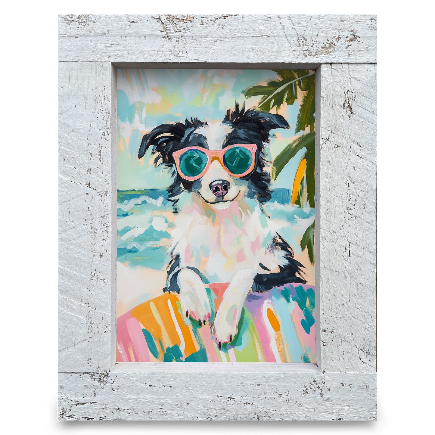 Border Collie Coast | Real Wood Framed Wall Art Print