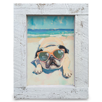 Pug Paradise | Real Wood Framed Wall Art Print