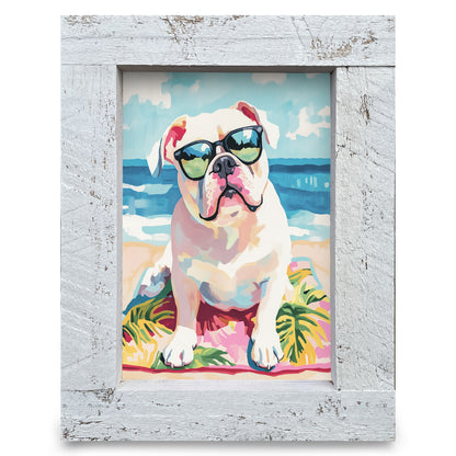 Bulldog Beach | Real Wood Framed Wall Art Print