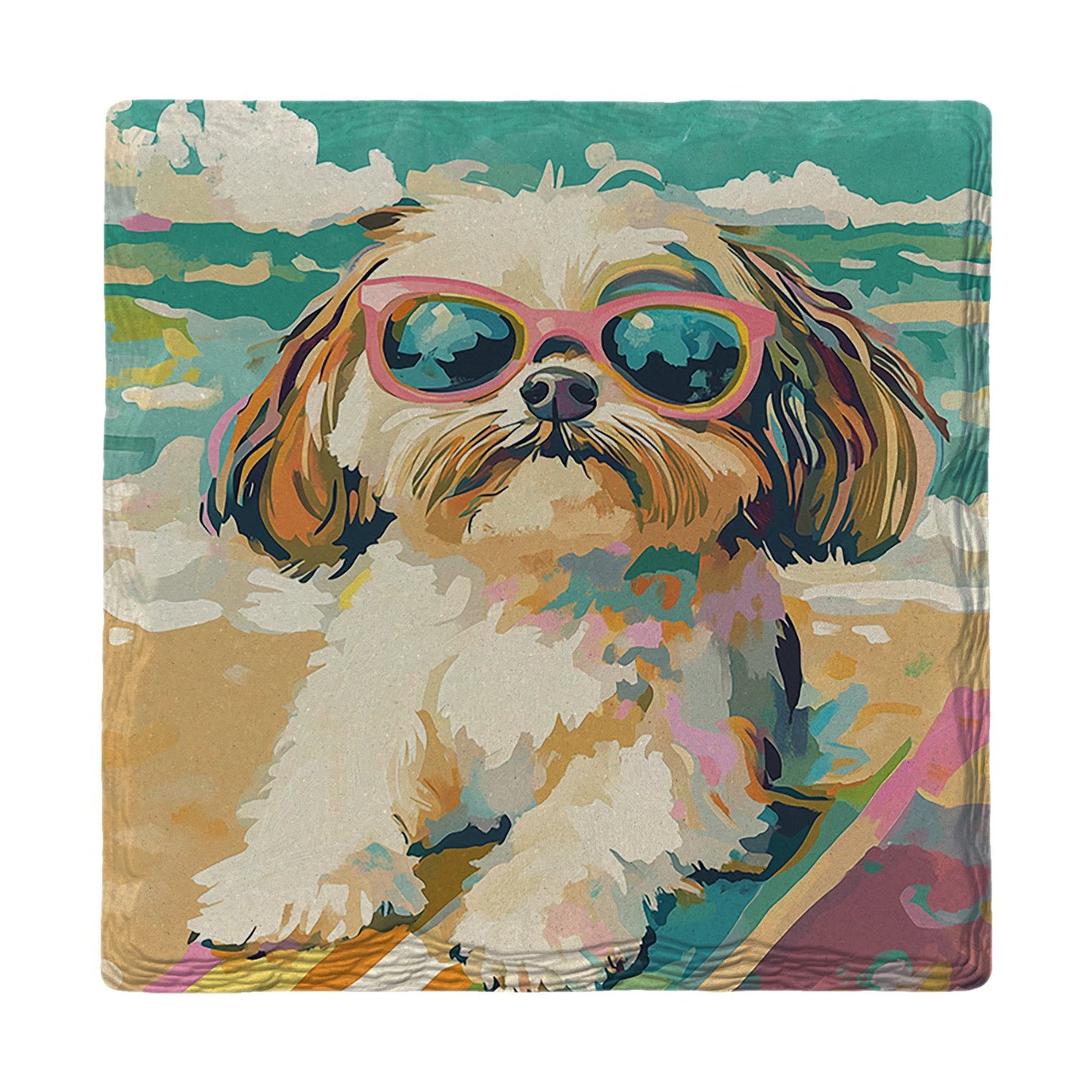 Beach Day Shih Tzu | Ceramic Drink Coaster