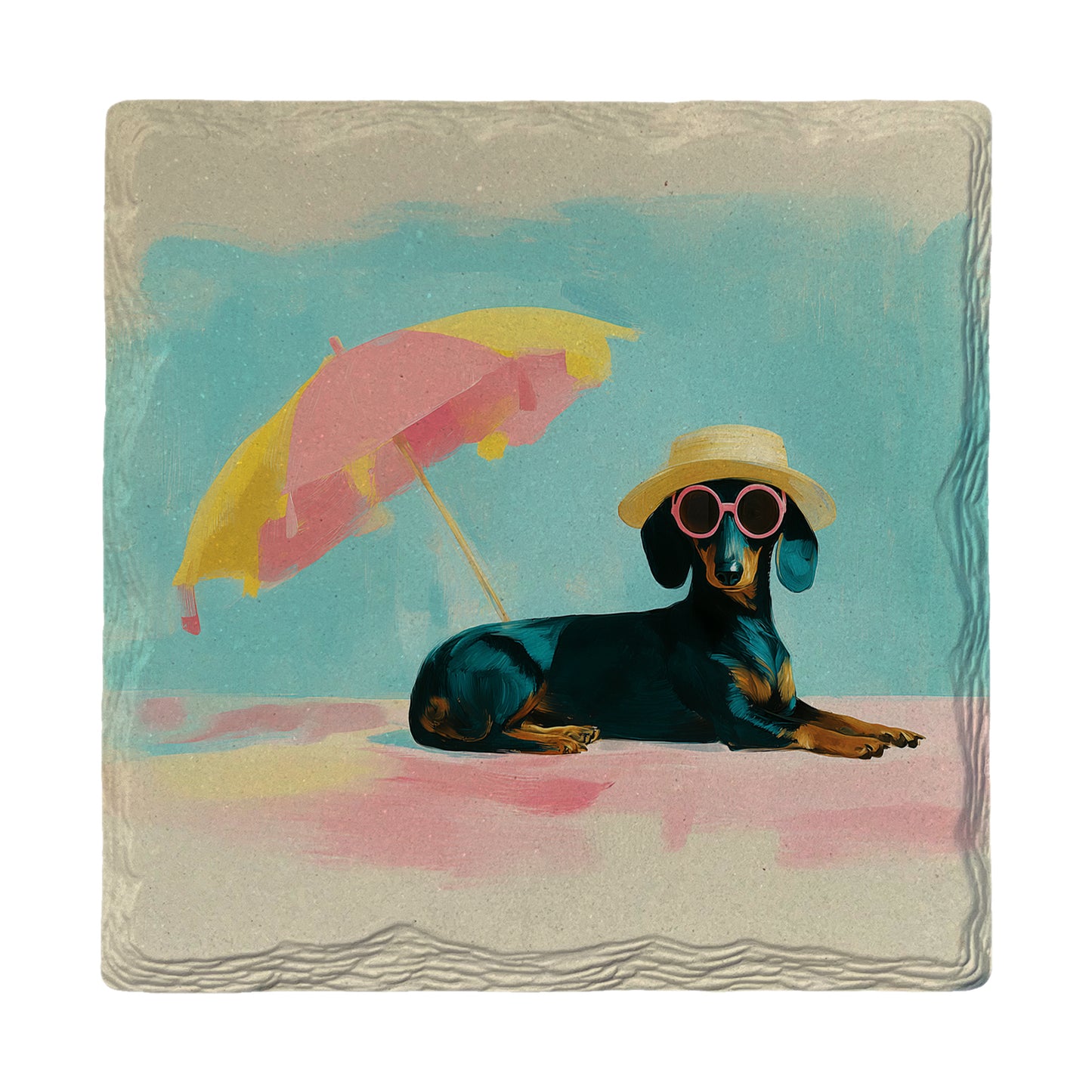 Sunbathing Dachshund | Ceramic Drink Coaster