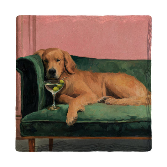 Martini Golden Retriever | Ceramic Drink Coaster