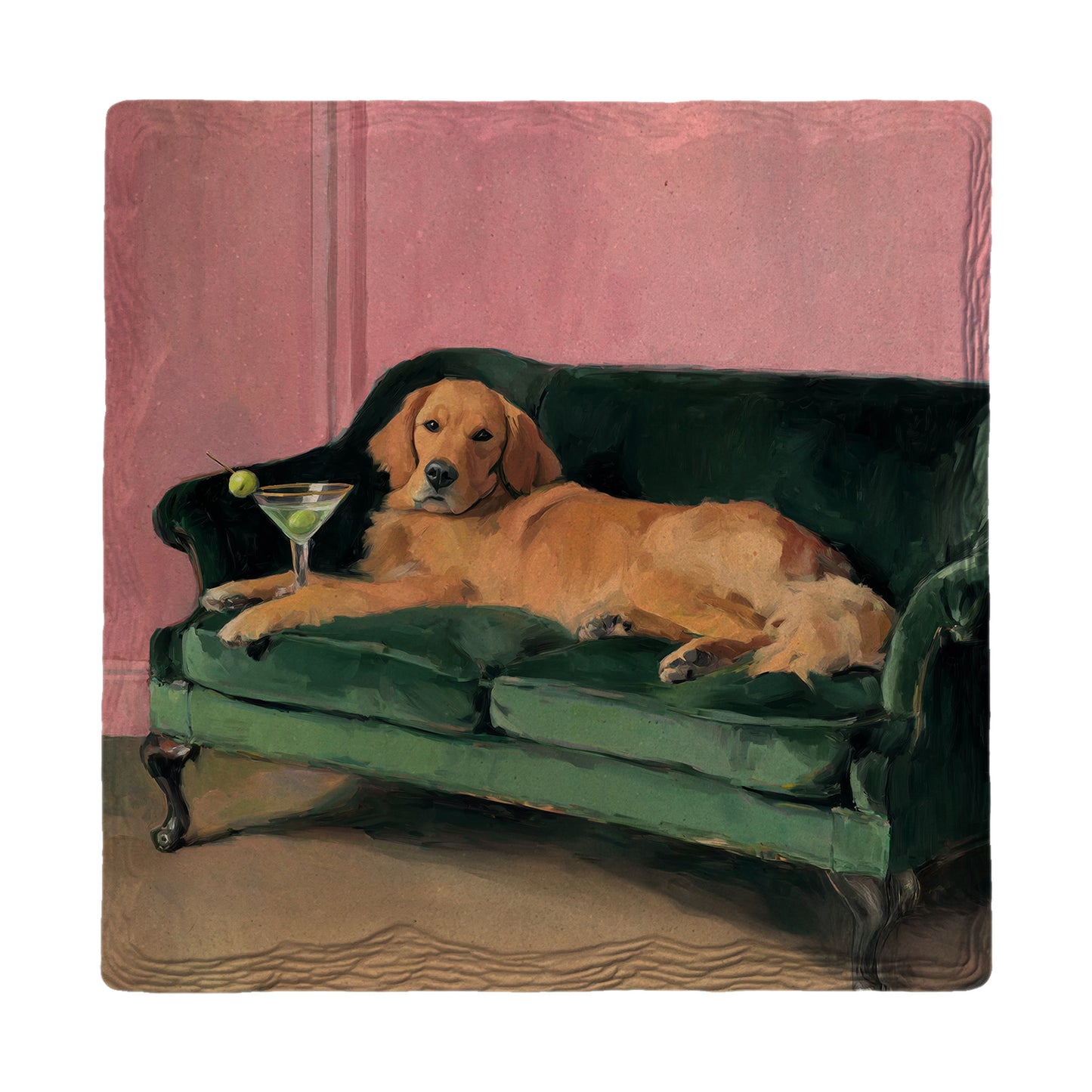 Golden Couch Canine | Ceramic Drink Coaster
