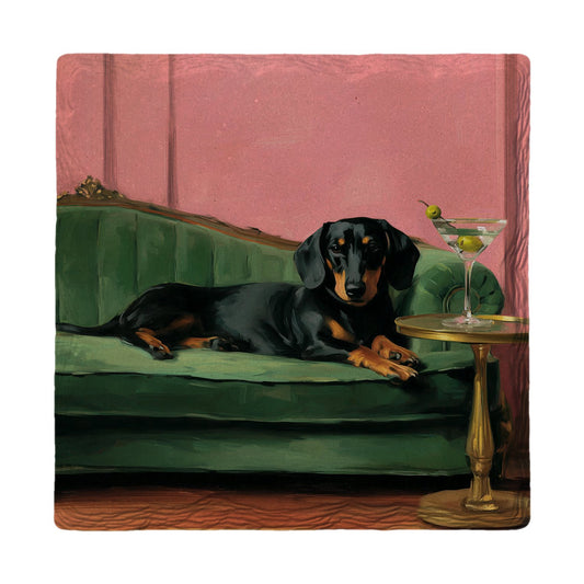 Fancy Dachshund Lounge | Ceramic Drink Coaster