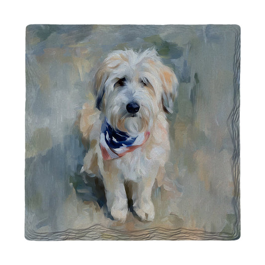 Patriotic Shaggy Pup | Ceramic Drink Coaster
