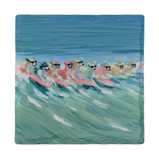 Surfing Dogs In Shades | Ceramic Drink Coaster