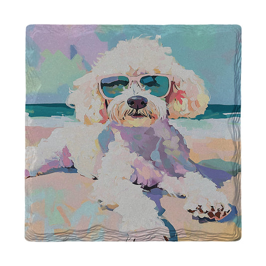Beachside Bichon | Ceramic Drink Coaster