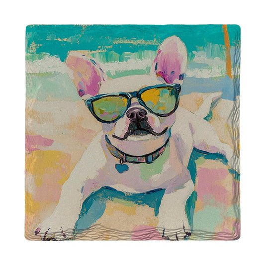 Cool Frenchie Shades | Ceramic Drink Coaster