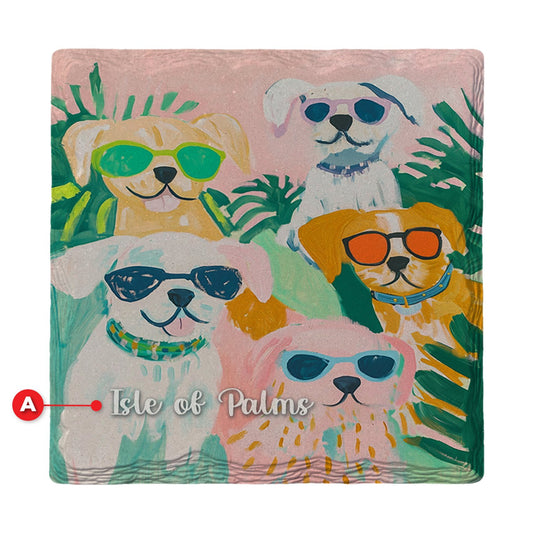 Isle Of Palms Pups | Ceramic Drink Coaster
