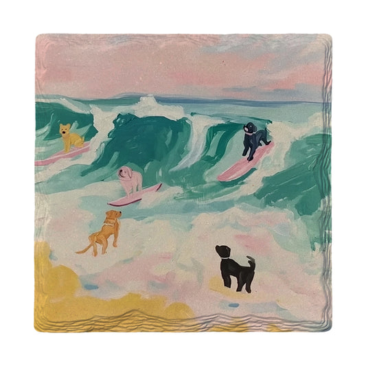 Surfing Dogs | Ceramic Drink Coaster