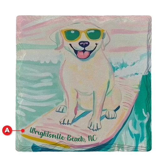 Wrightsville Beach Surf Pup | Ceramic Drink Coaster
