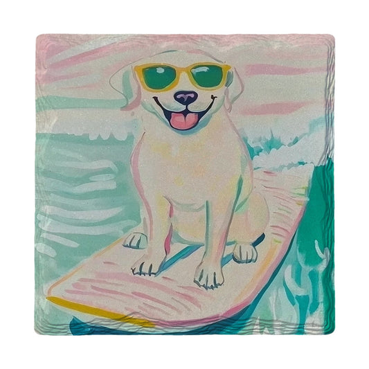 Happy Surfing Lab | Ceramic Drink Coaster