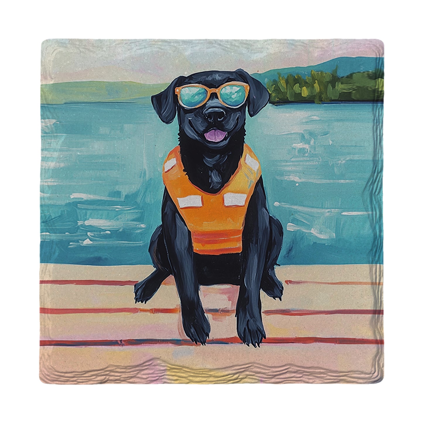 Black Lab Lake Dog | Ceramic Drink Coaster