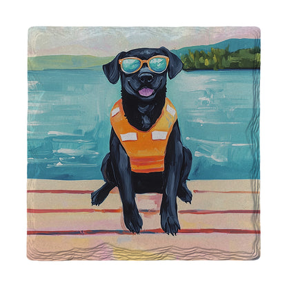 Black Lab Lake Dog | Ceramic Drink Coaster