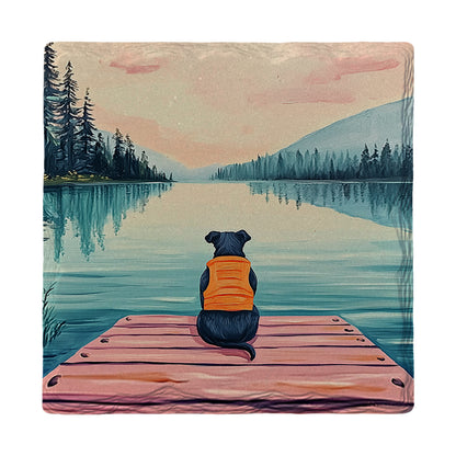 Black Lab Lake Daydreams | Ceramic Drink Coaster