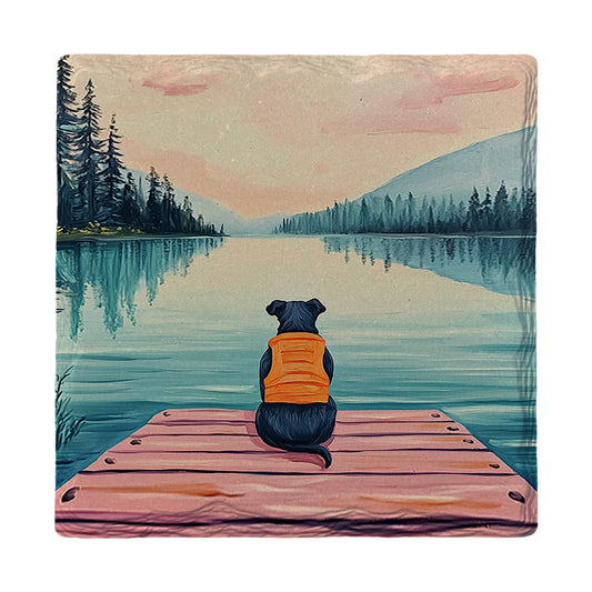 Black Lab Lake Daydreams | Ceramic Drink Coaster