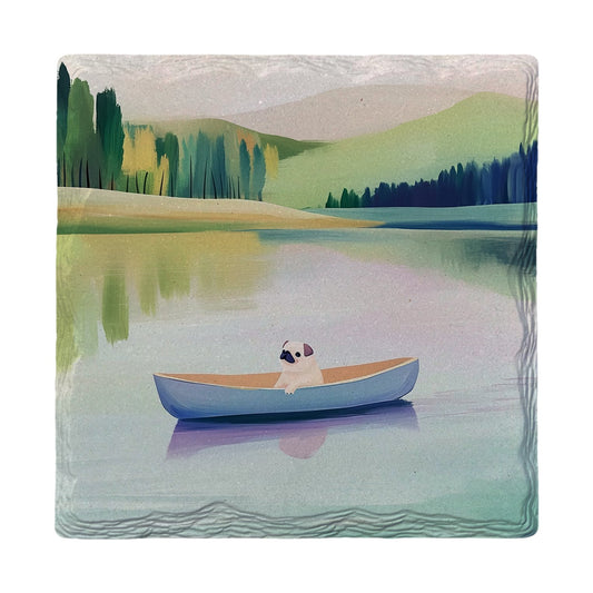 Pug On The Lake | Ceramic Drink Coaster