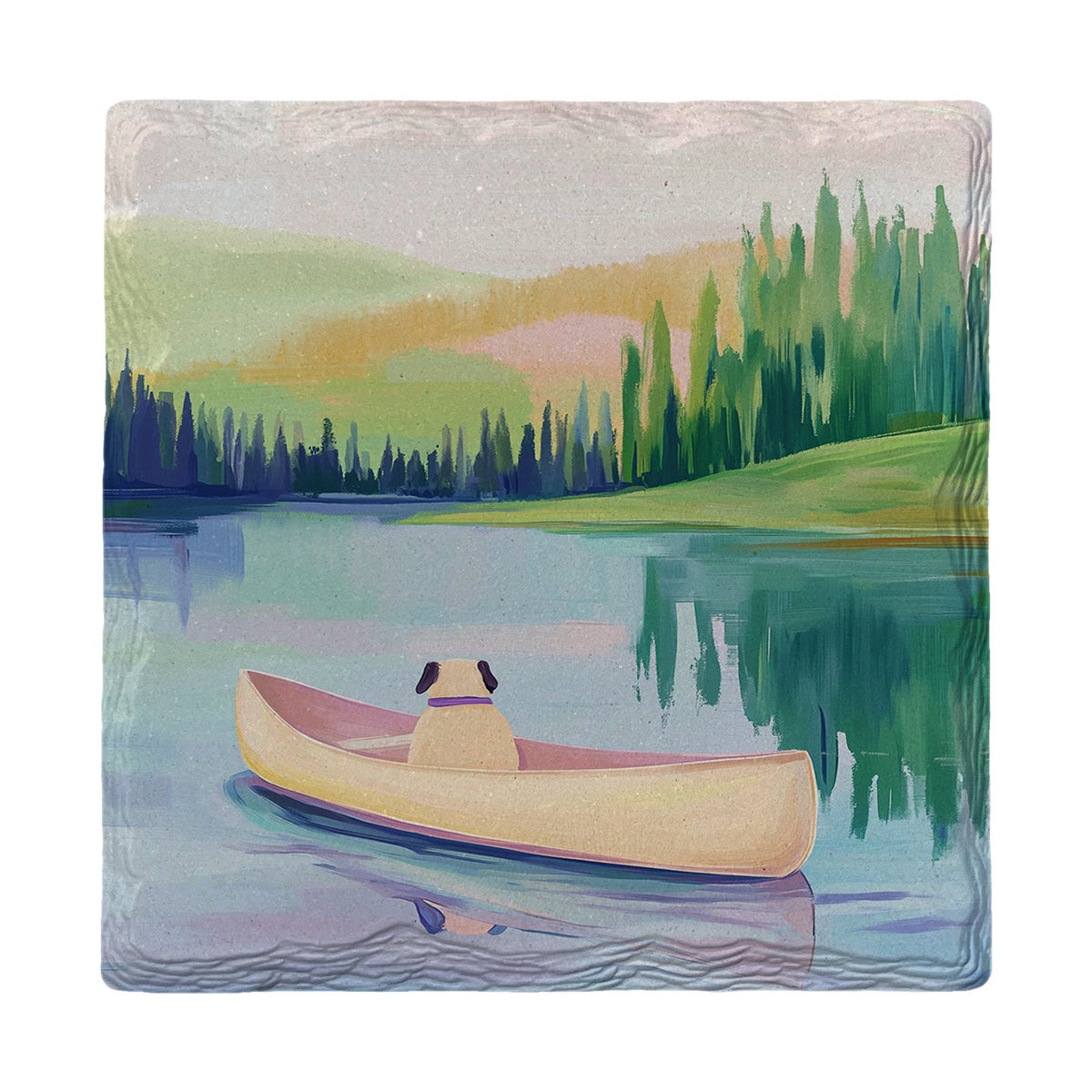 Lake Canoe Pup | Ceramic Drink Coaster