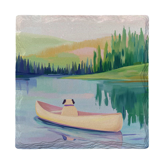 Lake Canoe Pup | Ceramic Drink Coaster
