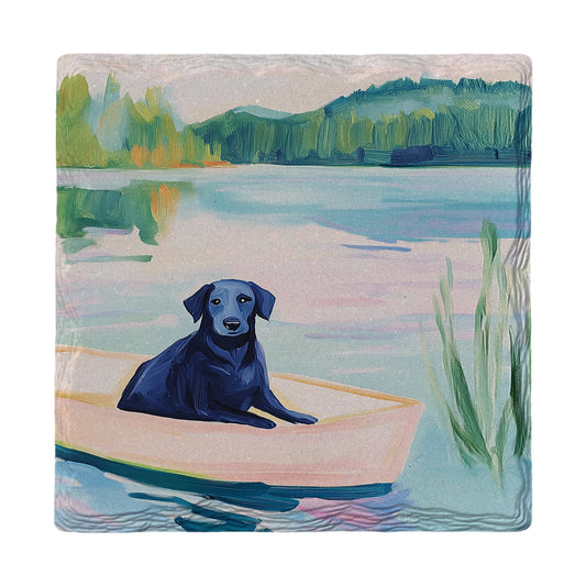 Black Lab Boat Ride | Ceramic Drink Coaster