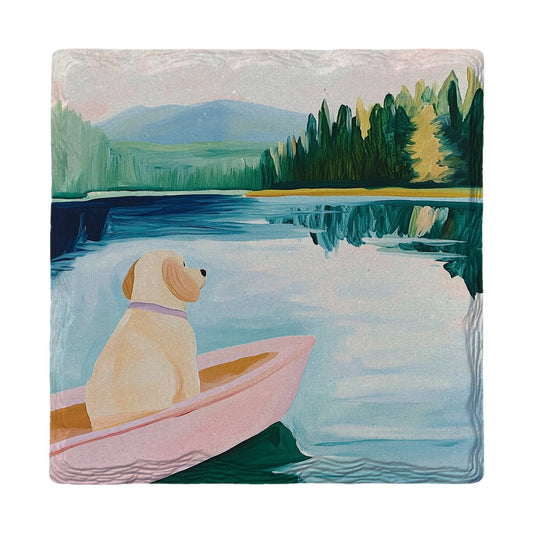 Puppy Rowboat Ride | Ceramic Drink Coaster