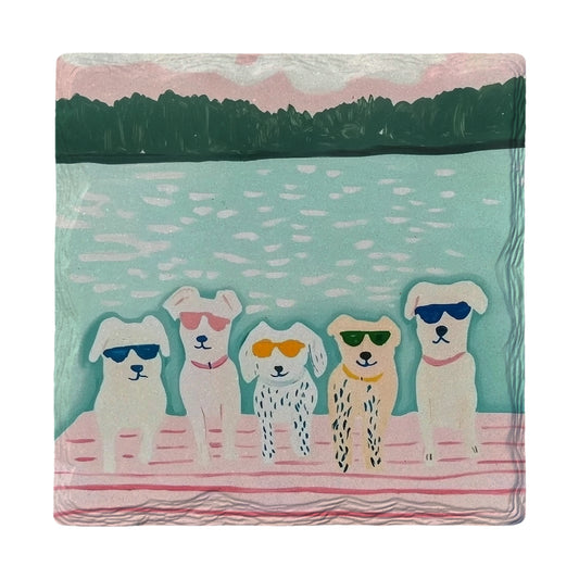 The Cutest Dock Dogs | Ceramic Drink Coaster