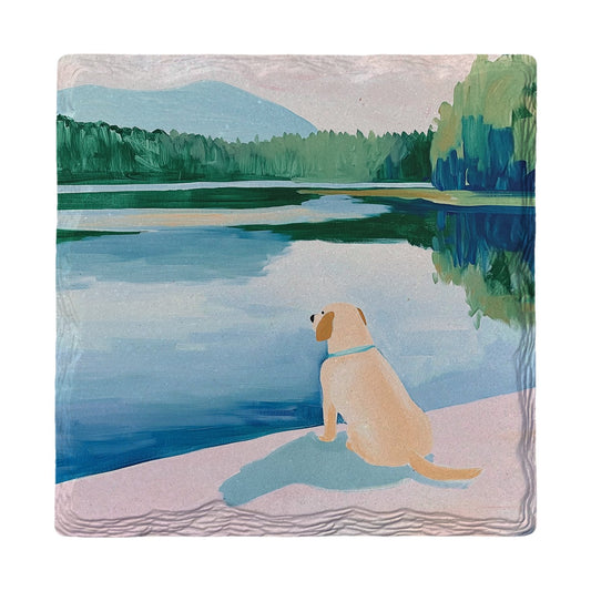 Yellow Lab Lakeside | Ceramic Drink Coaster