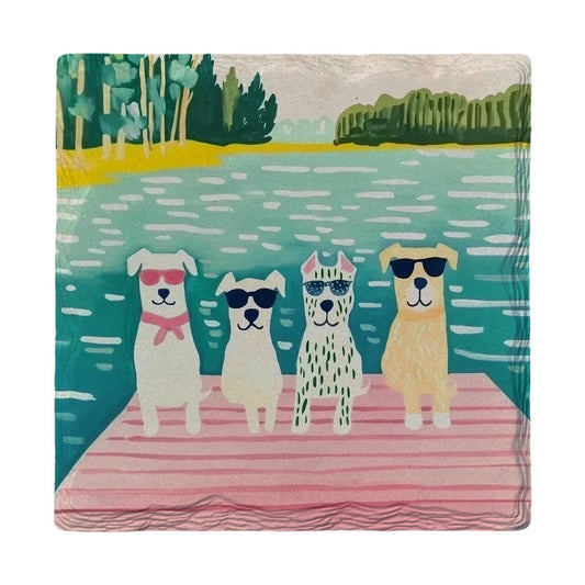 Dock Dogs In Sunglasses | Ceramic Drink Coaster