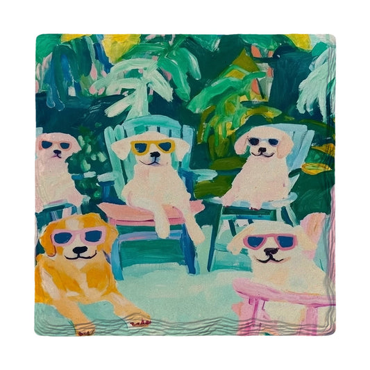 Poolside Pups | Ceramic Drink Coaster