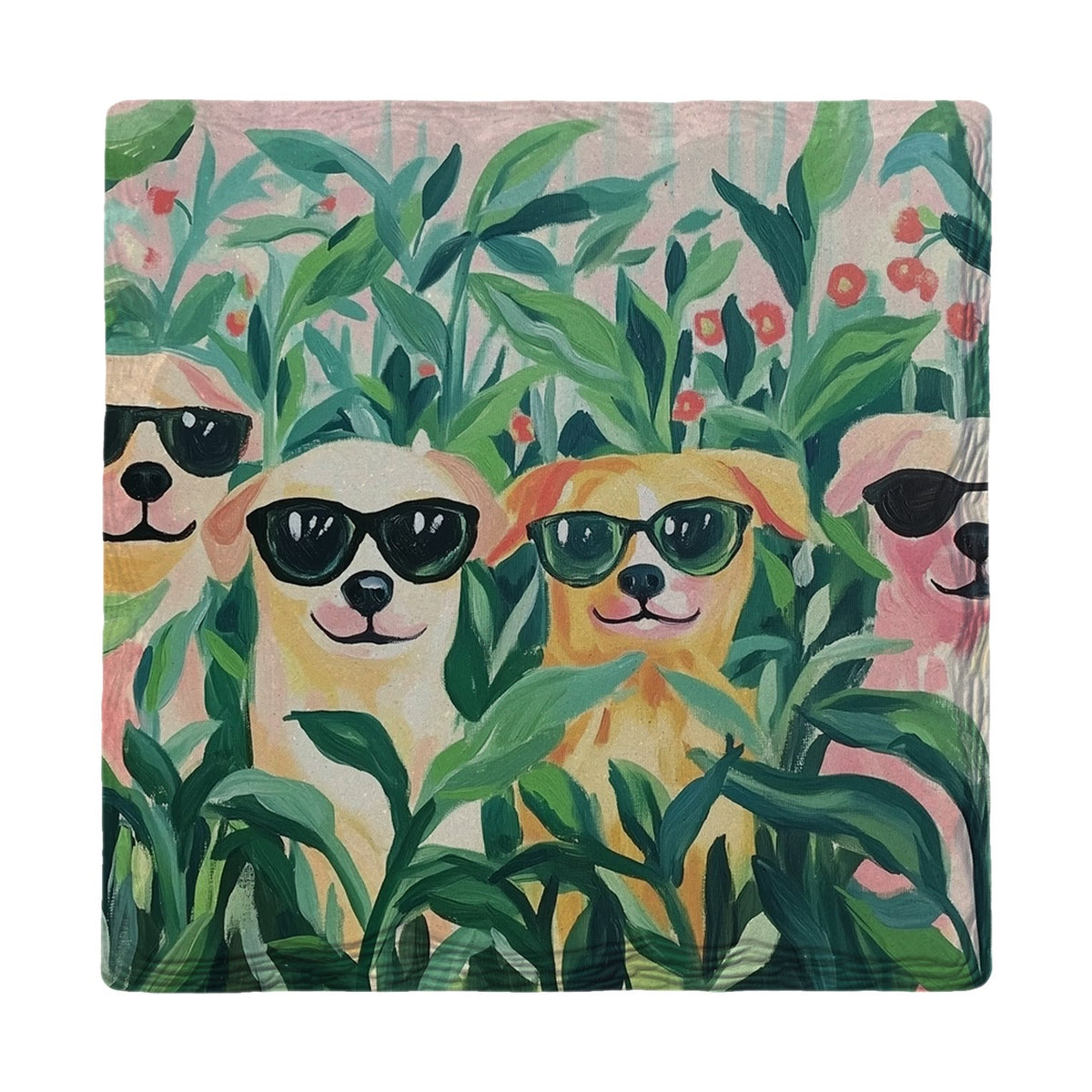 Garden Pups In Shades | Ceramic Drink Coaster