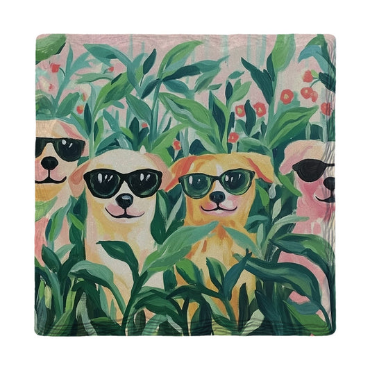 Garden Pups In Shades | Ceramic Drink Coaster