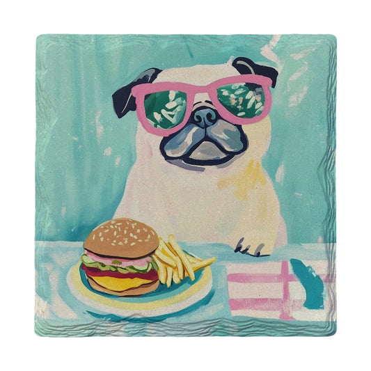 Pug Burger | Ceramic Drink Coaster