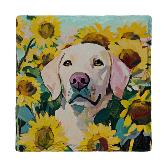 Sunflower Yellow Lab | Ceramic Drink Coaster