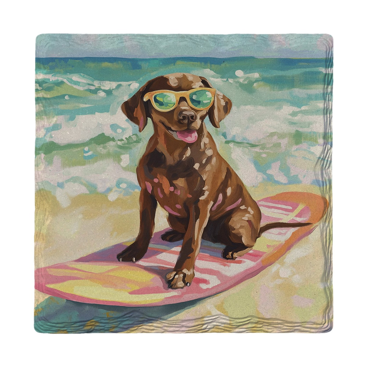 Chocolate Lab Surfer | Ceramic Drink Coaster