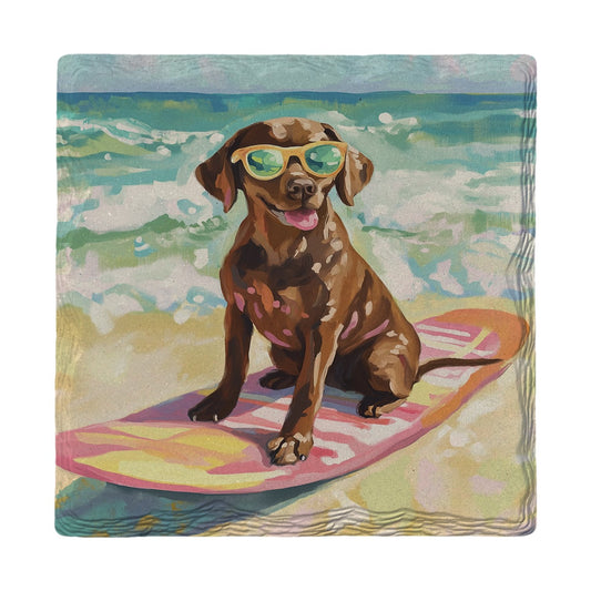 Chocolate Lab Surfer | Ceramic Drink Coaster