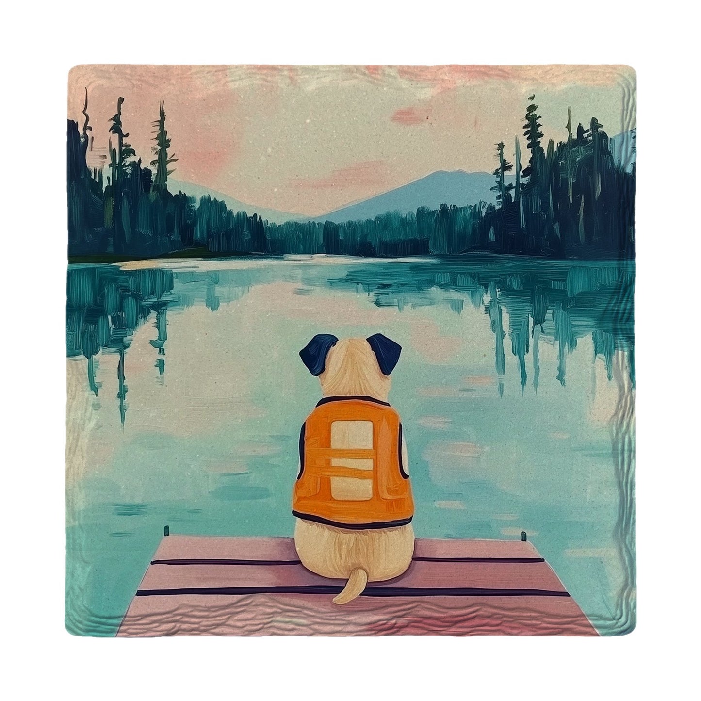 Lakeside Life Vest Pup | Ceramic Drink Coaster