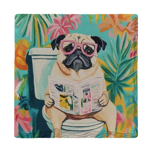 Pug Morning News | Ceramic Drink Coaster