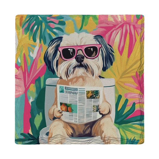Shih Tzu Morning News | Ceramic Drink Coaster