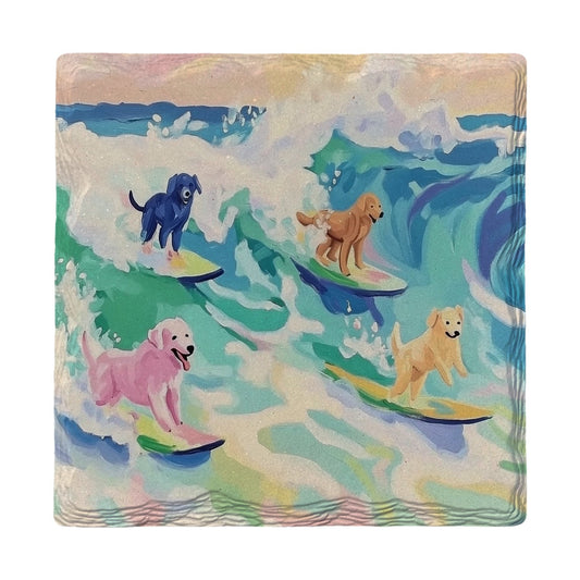 Surfing Dogs | Ceramic Drink Coaster