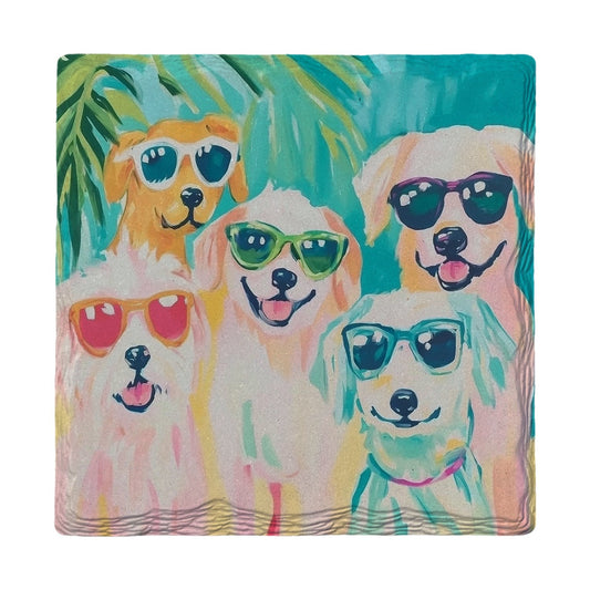 Beach Pups In Shades | Ceramic Drink Coaster