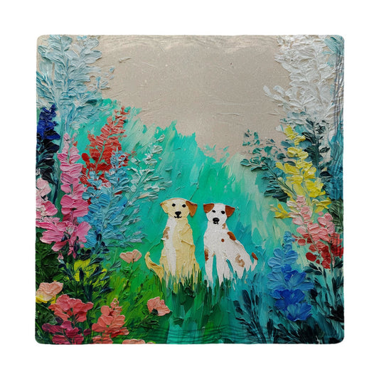 Garden Path Pups | Ceramic Drink Coaster